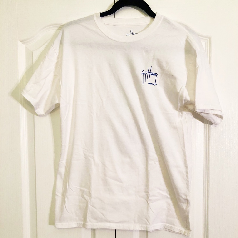 Guy Harvey White Shirt with Shark & Fish Shirt